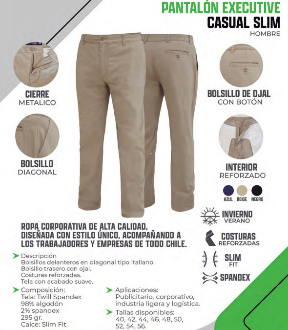 Pantalon Executive Casual Slim Hombre